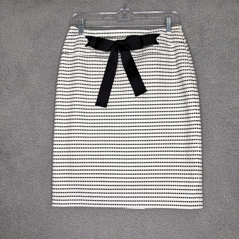 Cass Skirt Women 2 Black White Striped Career Work Professional Business Preppy